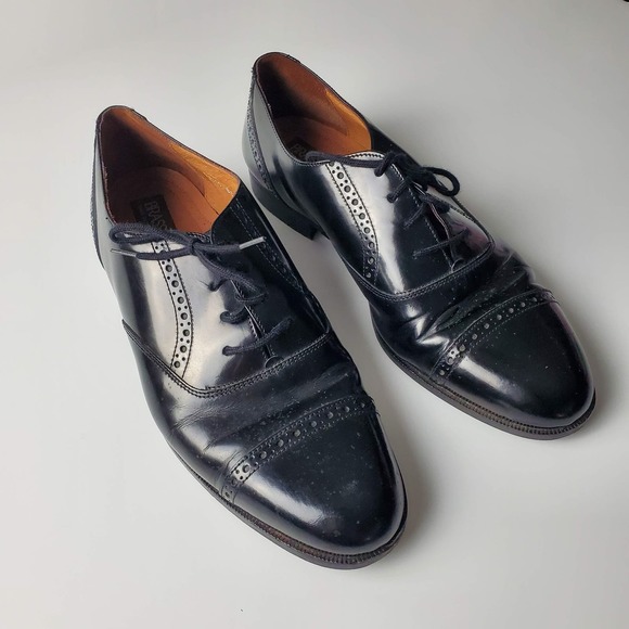 Brass Boot Italian Made Black Paten Leather Cap Toe Oxford Dress Shoes 9M main image 8